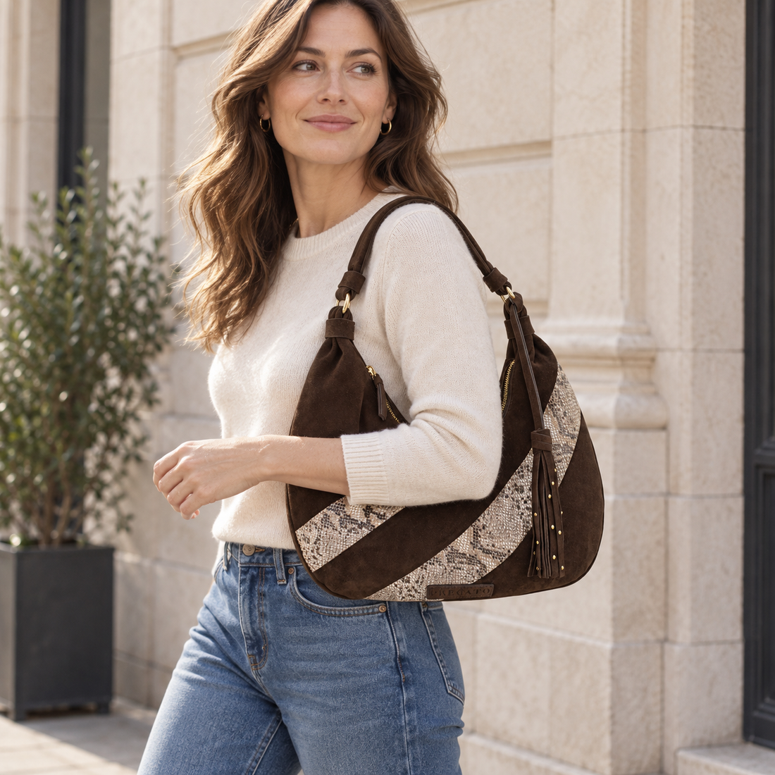 Bolso de hombro Pregato Belluno Chocolate