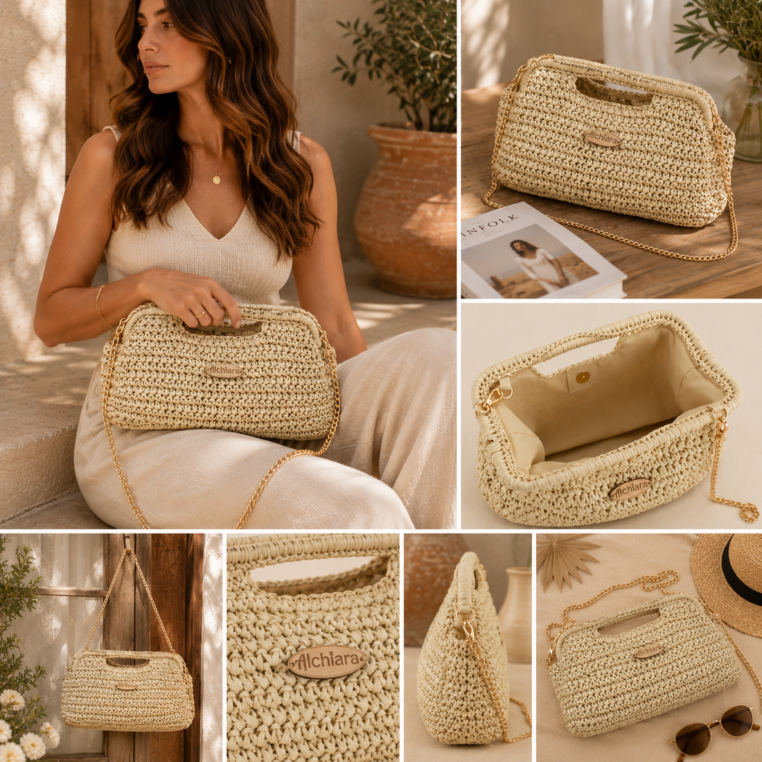 Bolso bandolera clutch Alchiara Brisa Beige