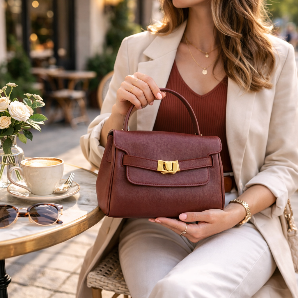 Bolso de mano Pregato Aurelia Burdeos