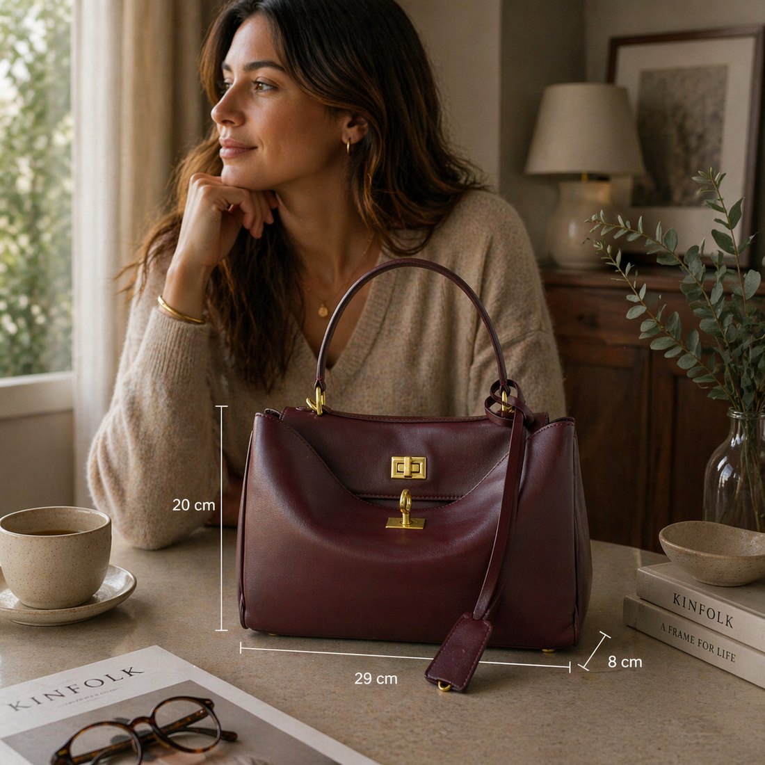 Bolso en piel Pregato Lussari Burdeos