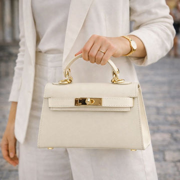 Bolso en Piel Pregato mini Latenza Beige