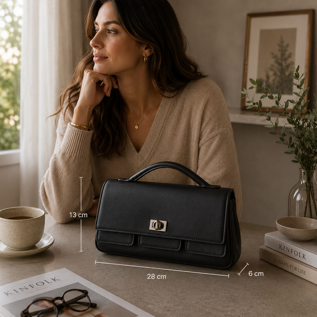 Bolso en piel Pregato Grace Negro - Herraje Plata