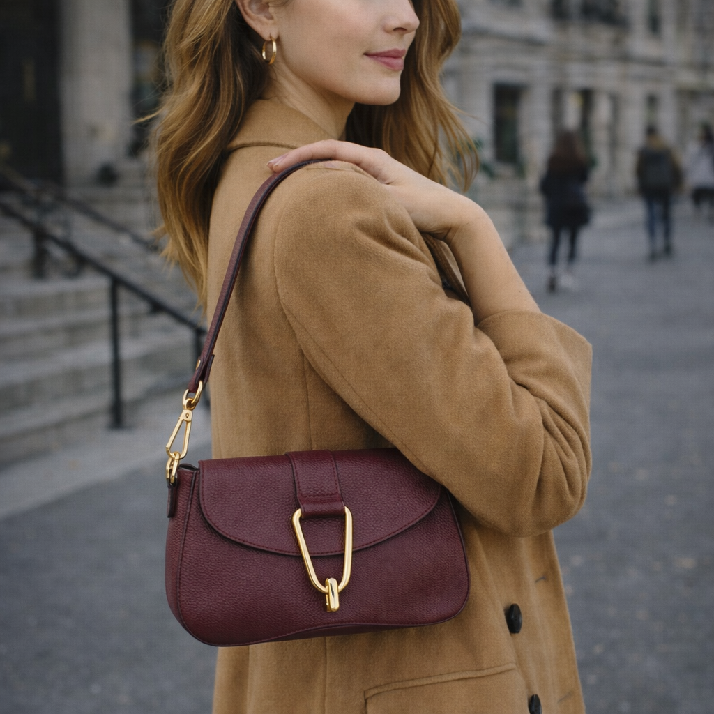 Bolso en Piel Pregato Arezzo Burdeos