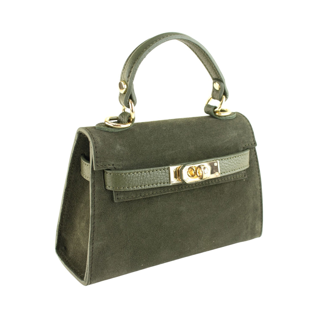 Bolso en Piel Pregato mini Latenza Ante Verde Oliva