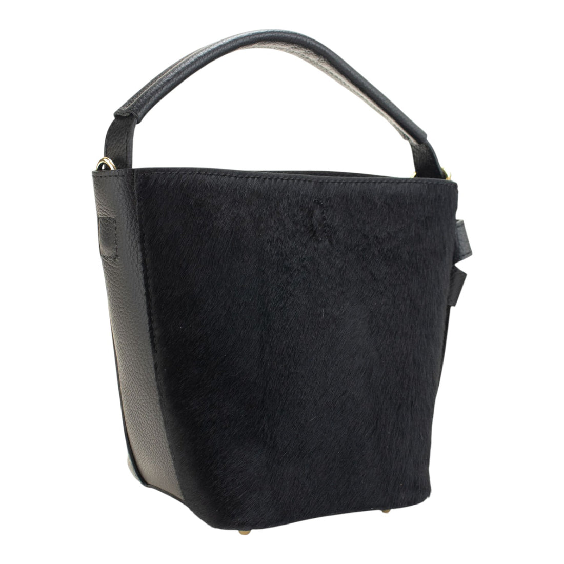 Bolso bucket en Piel Pregato Alessia Premium Negro