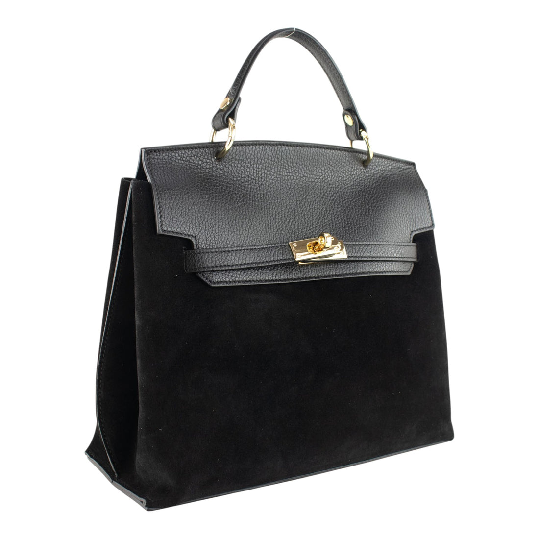 Bolso en Piel Pregato Nobile Ante Negro