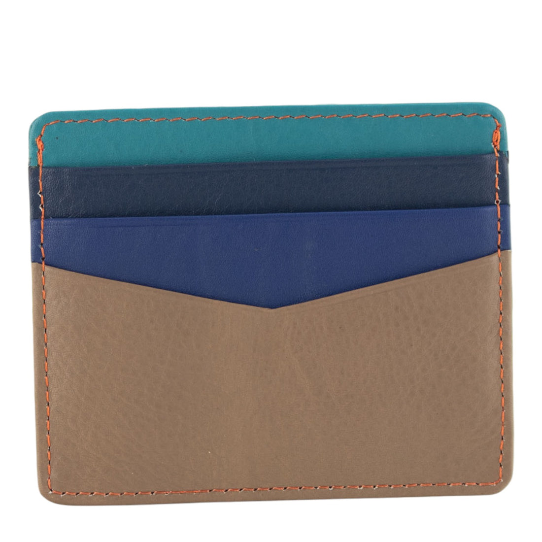 Tarjetero de Piel Napa Premium Pregato Hilo Naranja