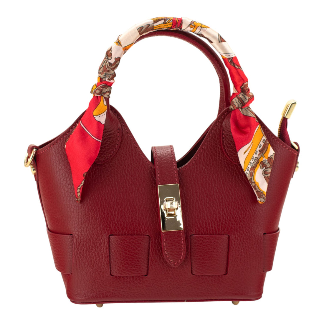 Bolso en Piel Pregato Piccolo tape Rojo oscuro