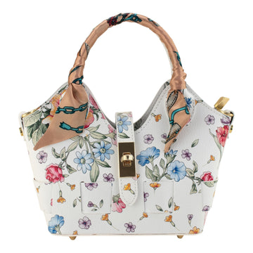 Bolso en Piel Pregato Piccolo tape Flores azules