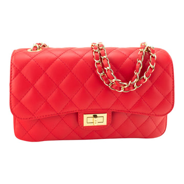 Bolso Piel Pregato Classy Rojo Coral