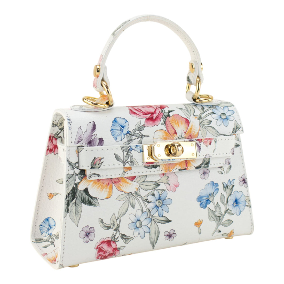 Bolso en Piel Pregato mini Flores Azules