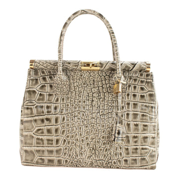 Bolso de mano en Piel Pregato Classic Special Croc Taupe