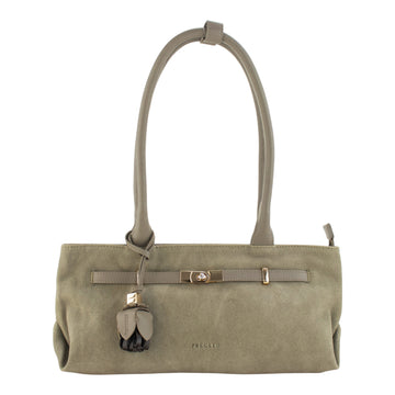 Bolso de hombro de Piel y Serraje Pregato Aurea Taupe