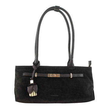 Bolso de hombro de Piel y Serraje Pregato Aurea Chocolate