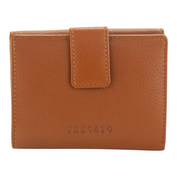 Billetero mediano de Piel Pregato Camel con Broche
