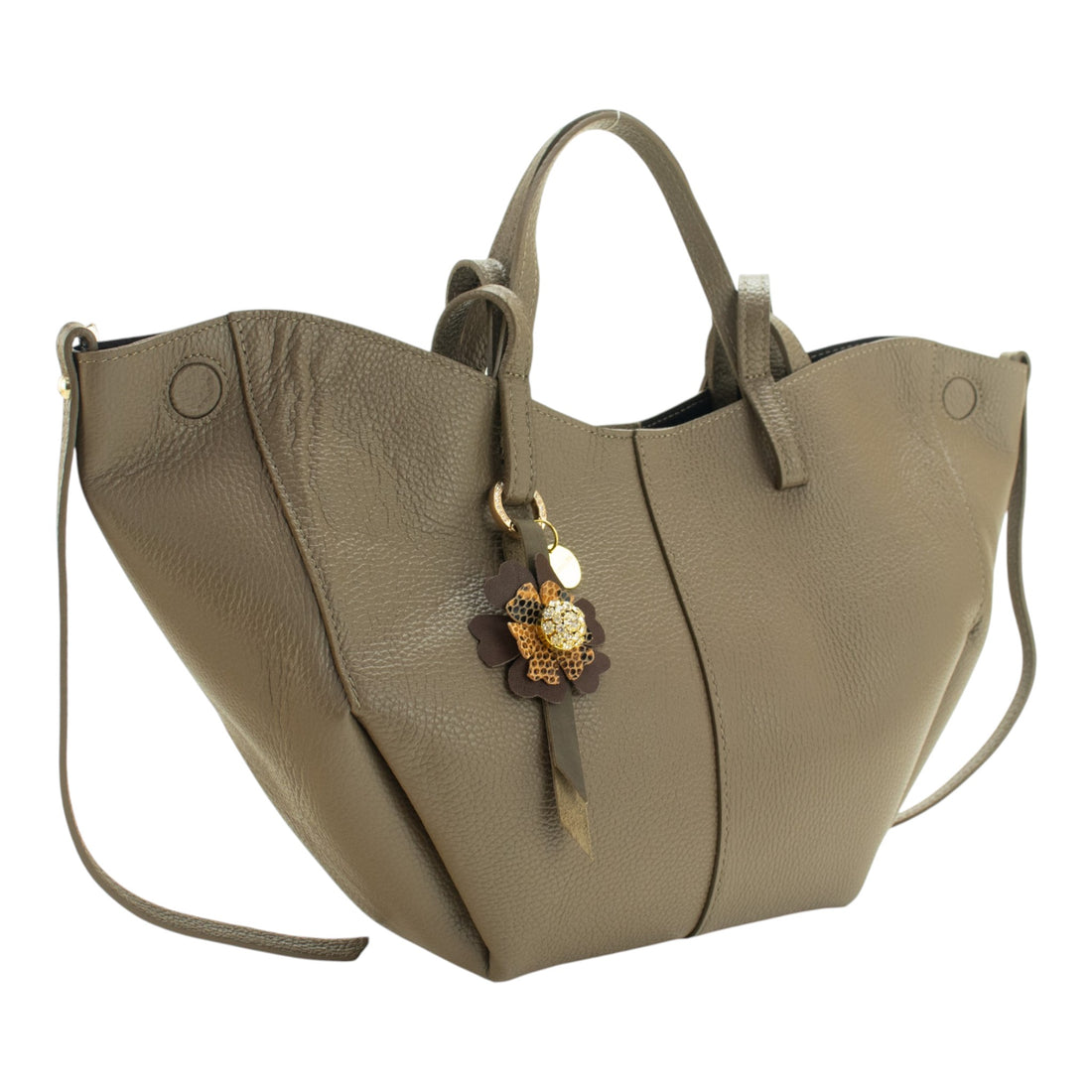 Bolso shopper Piel Pregato Venetto Flower Taupe Soft