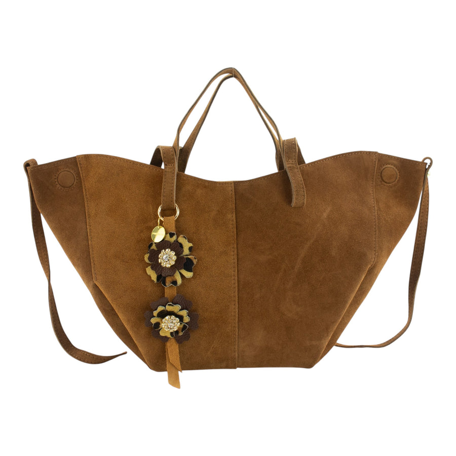 Bolso shopper Piel Pregato Venetto Flower Camel