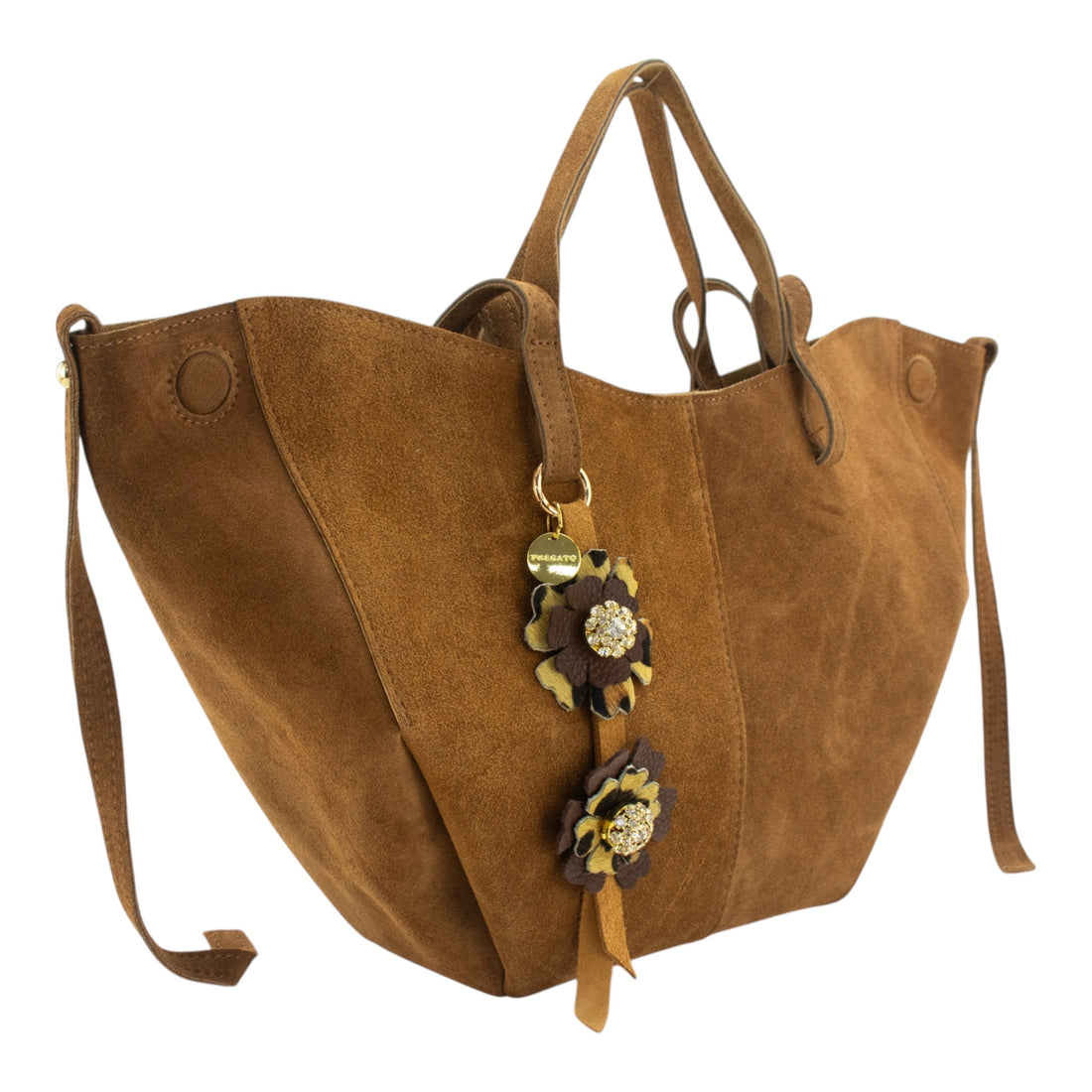 Bolso shopper Piel Pregato Venetto Flower Camel