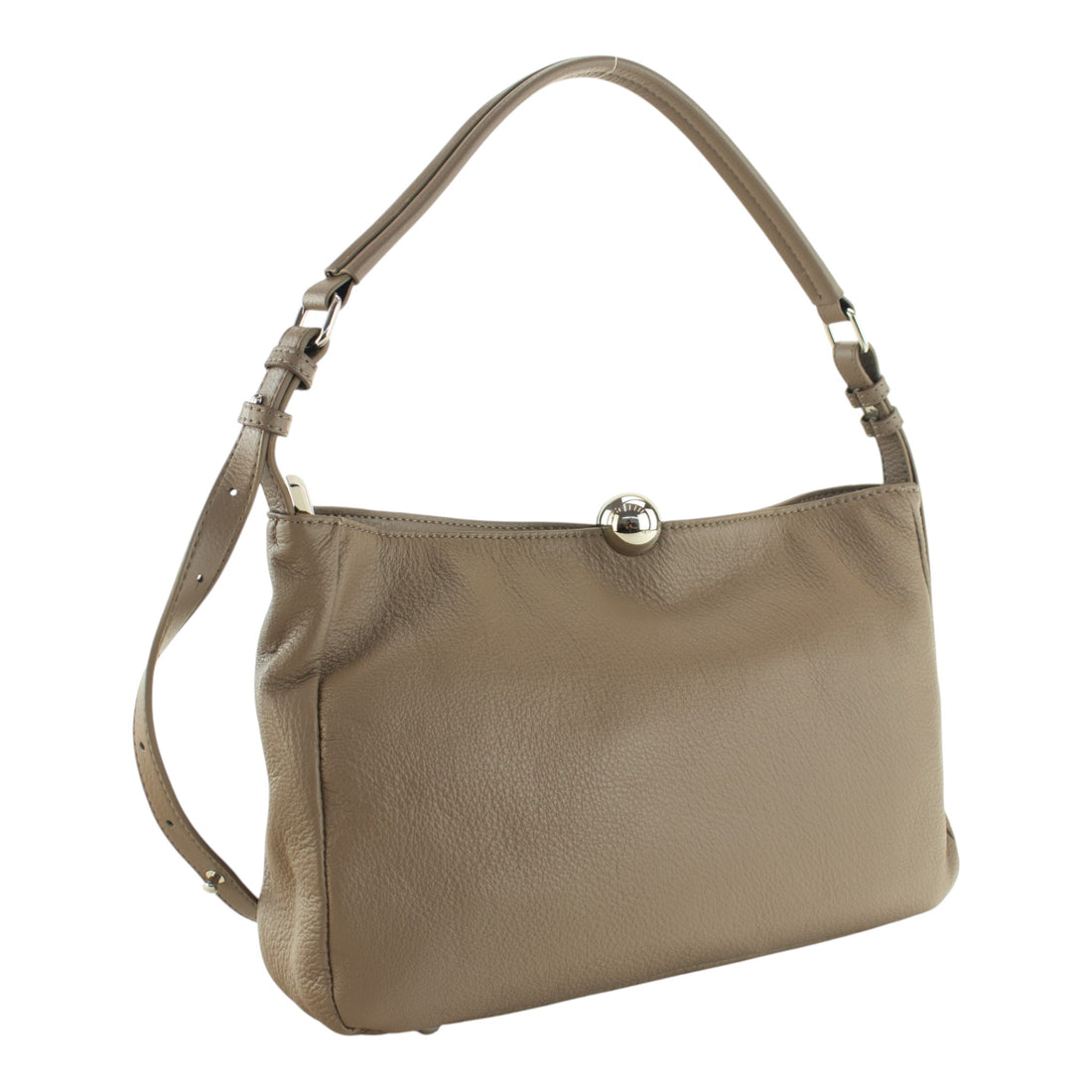 Bolso de hombro de piel Pregato Sorella Taupe