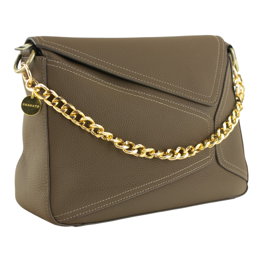 Bolso bandolera de piel Pregato Valenza Taupe
