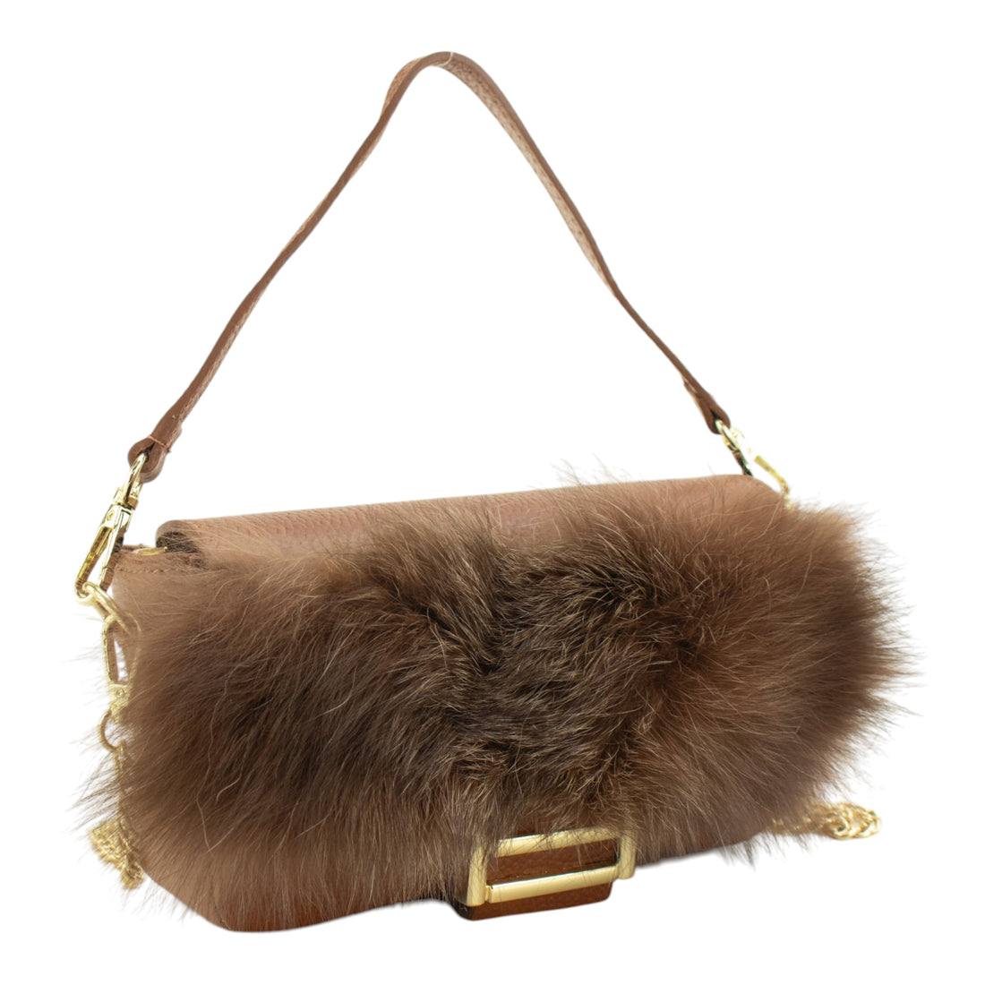 Mini Bolso de Piel y Pelo Natural Pregato Elettra Cuero