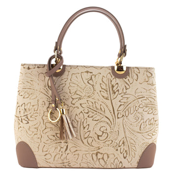 Bolso en piel Pregato Eleganza Grabado Beige vintage