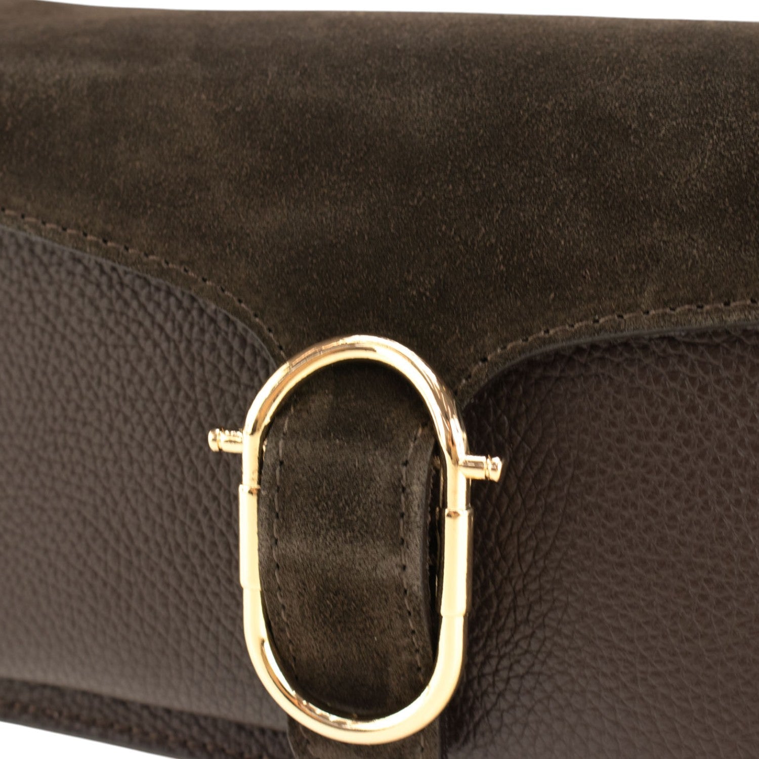 Bandolera Piel Pregato Fíbula Ante Chocolate - KimondoShop