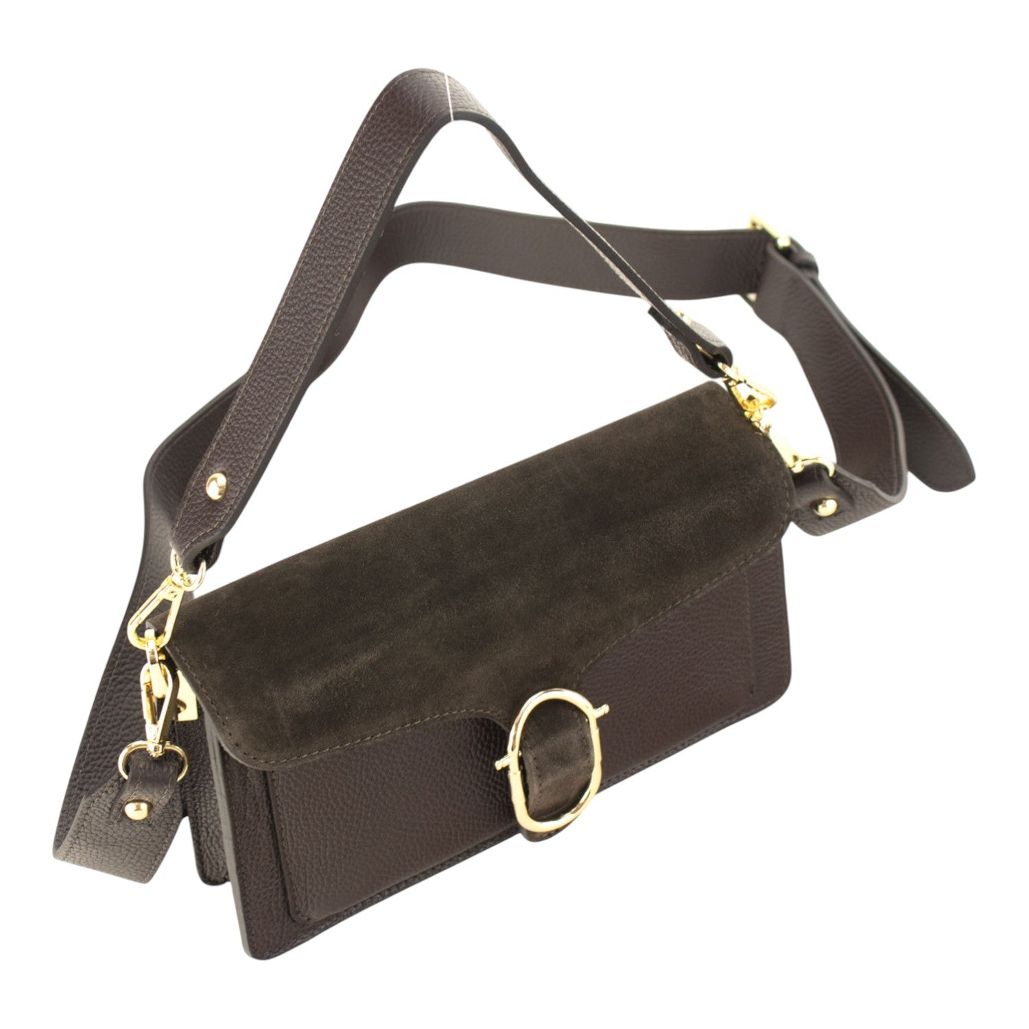 Bandolera Piel Pregato Fíbula Ante Chocolate - KimondoShop