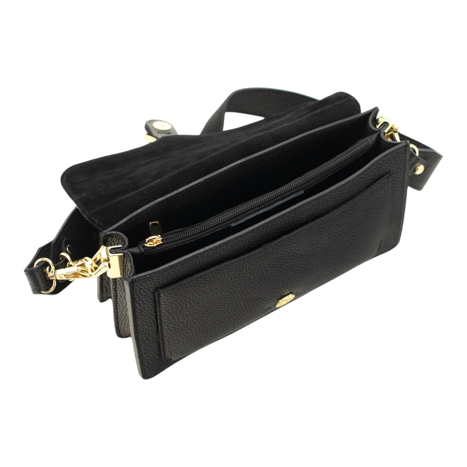 Bandolera Piel Pregato Fíbula Ante Negro - KimondoShop