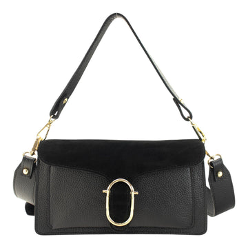 Bandolera Piel Pregato Fíbula Ante Negro - KimondoShop