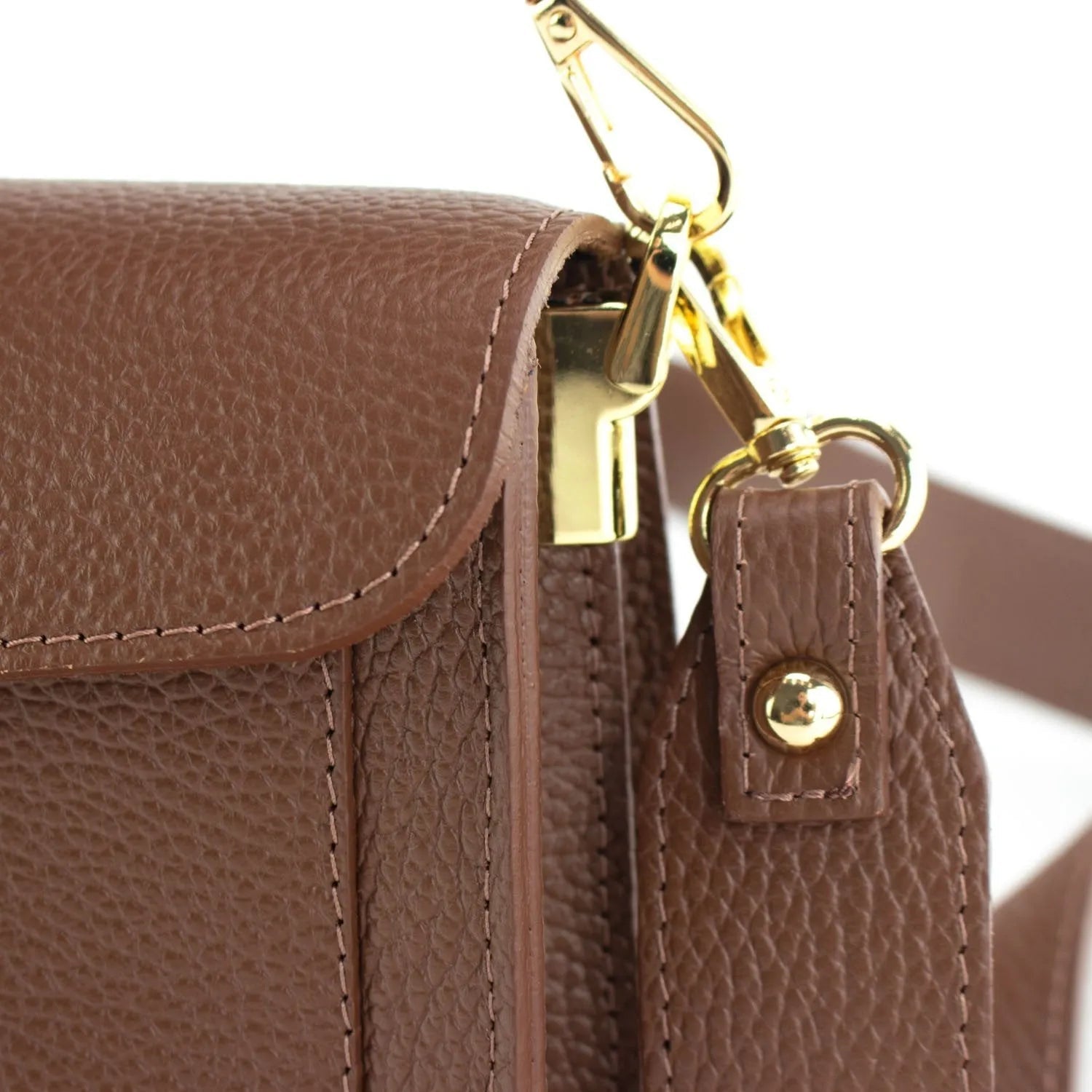 Bandolera Piel Pregato Fíbula Marrón - KimondoShop