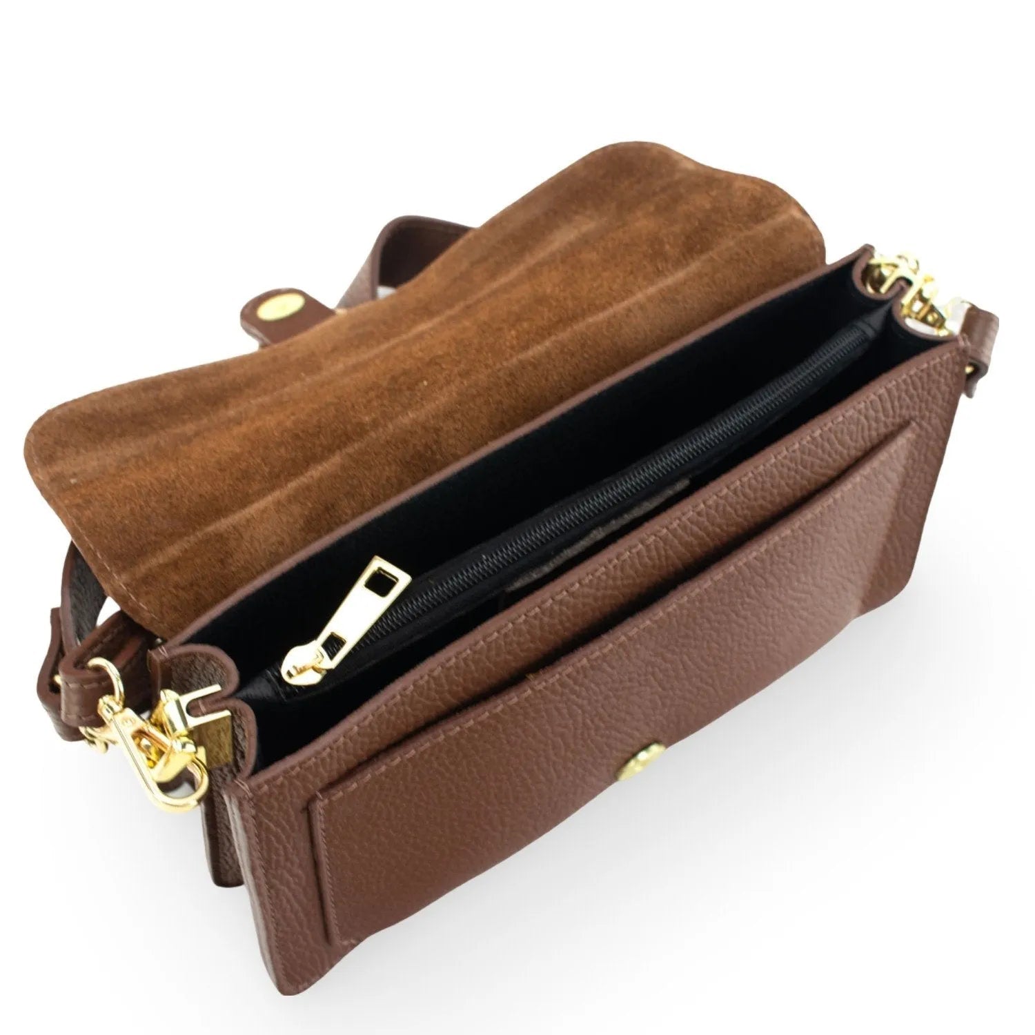 Bandolera Piel Pregato Fíbula Marrón - KimondoShop