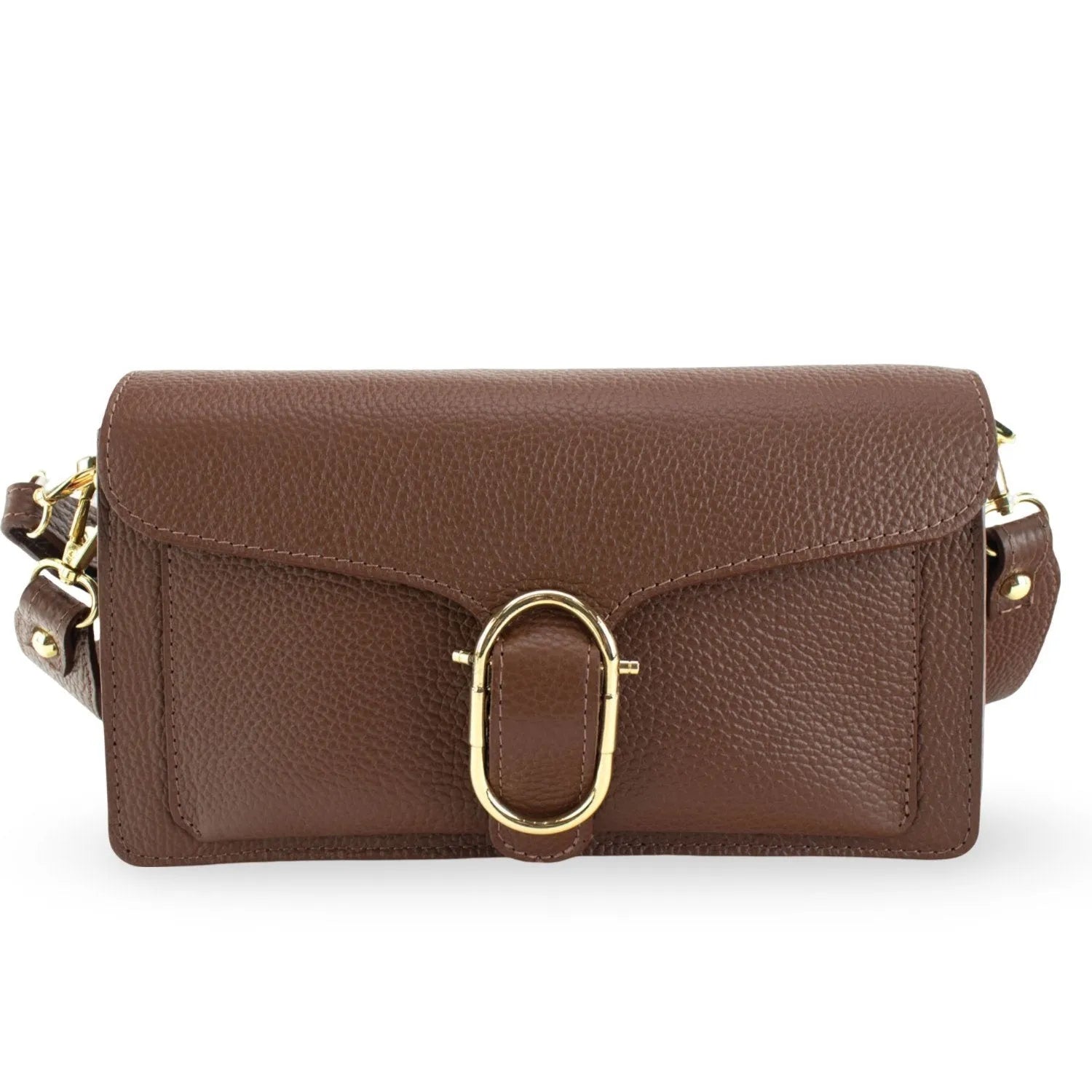 Bandolera Piel Pregato Fíbula Marrón - KimondoShop