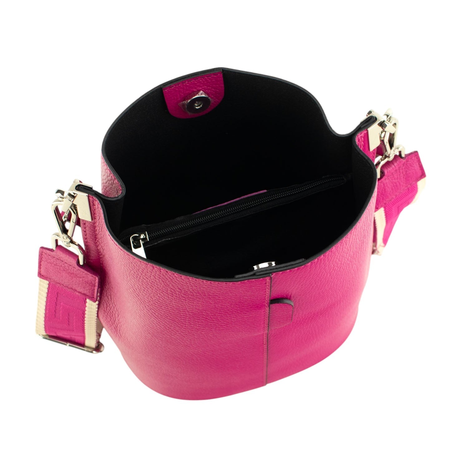 Bandolera Piel Pregato Secchio Fucsia - KimondoShop