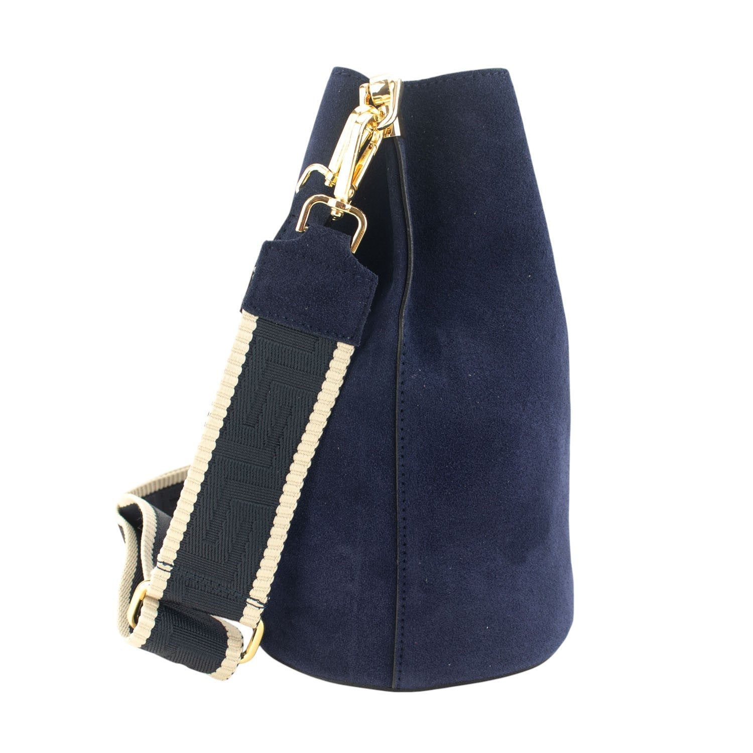 Bandolera Piel Pregato Secchio Peach Azul marino - KimondoShop