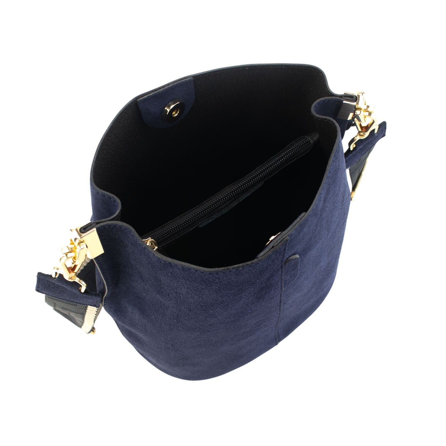 Bandolera Piel Pregato Secchio Peach Azul marino - KimondoShop