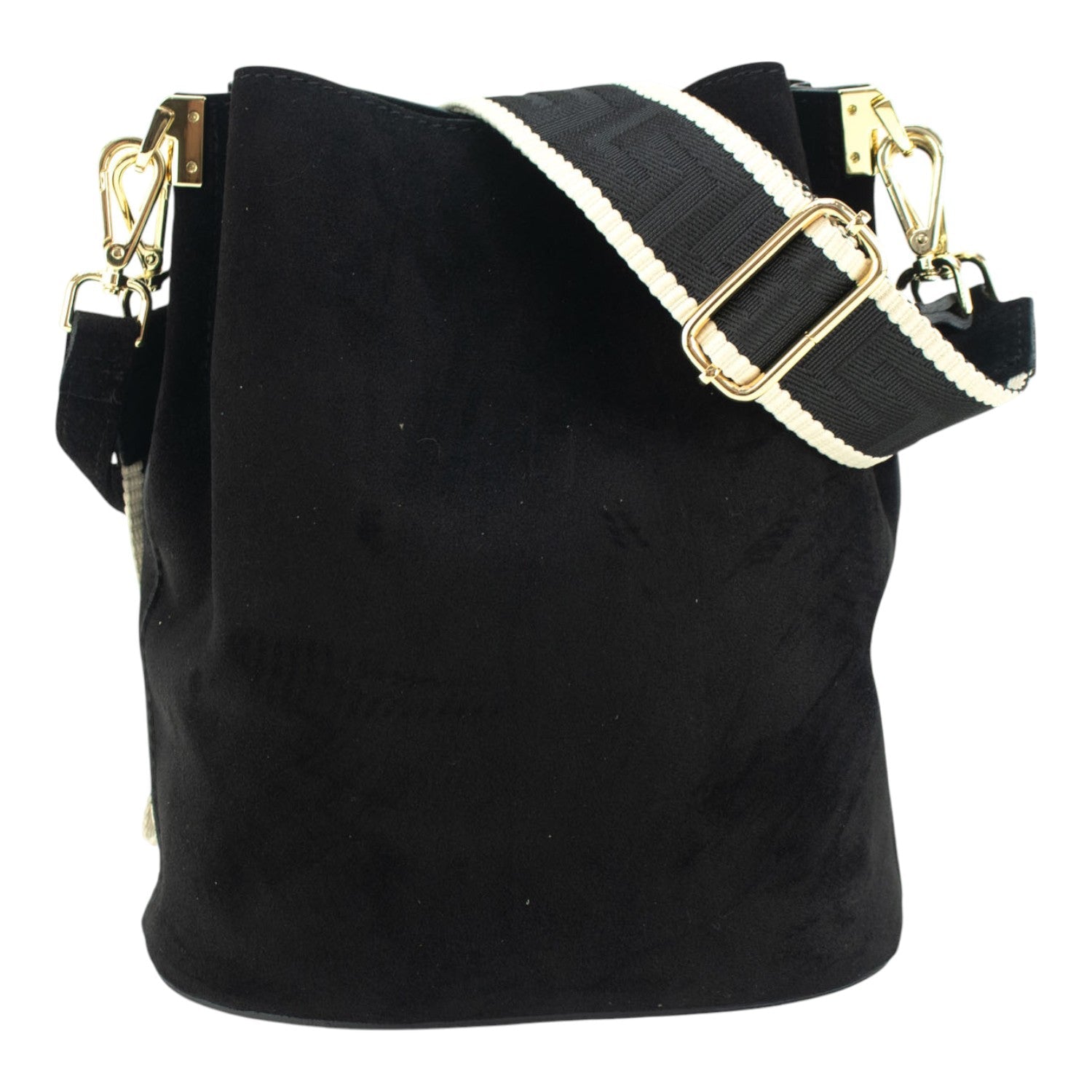 Bandolera Piel Pregato Secchio Peach Negro - KimondoShop