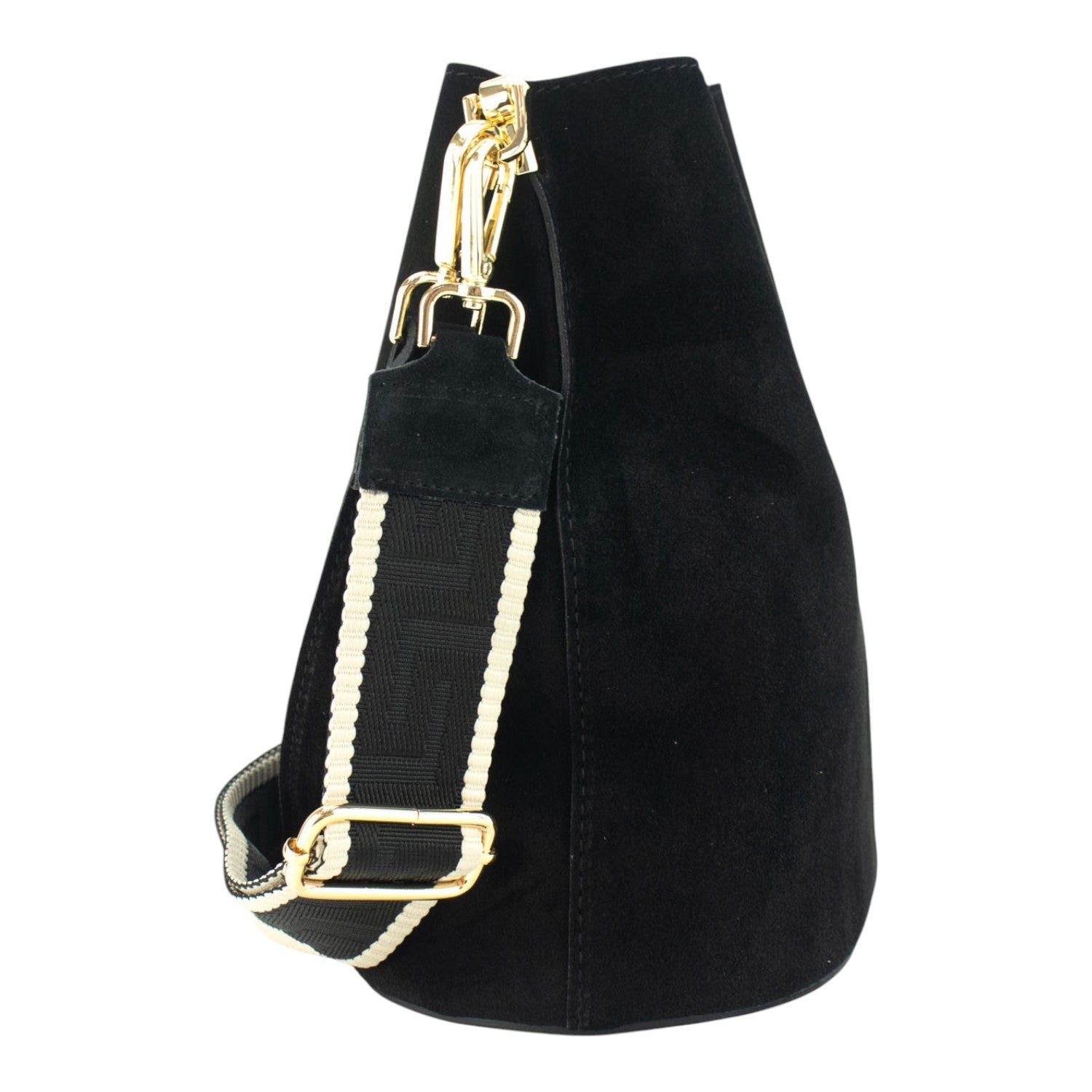 Bandolera Piel Pregato Secchio Peach Negro - KimondoShop