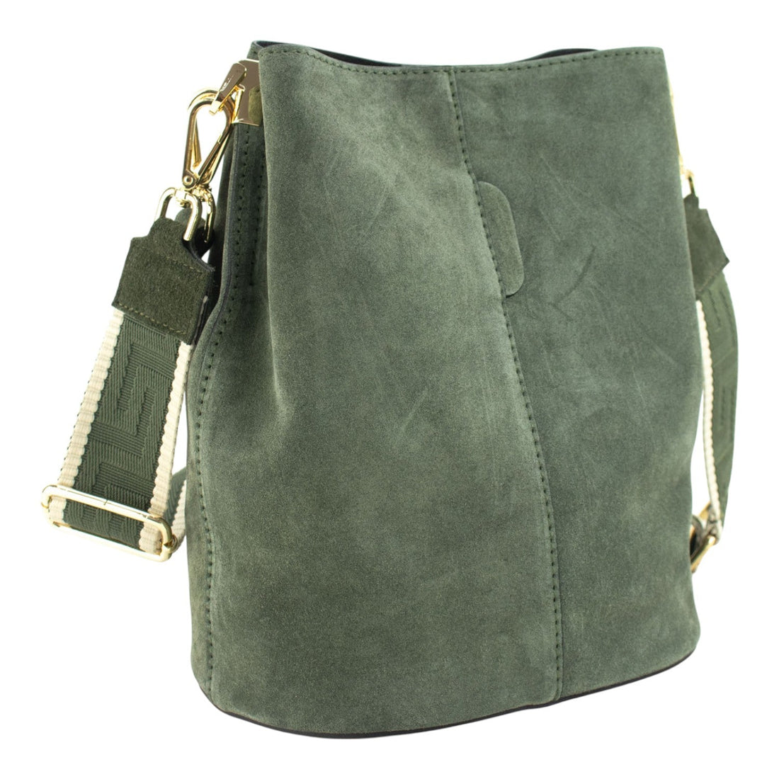 Bandolera Piel Pregato Secchio Peach Verde - KimondoShop