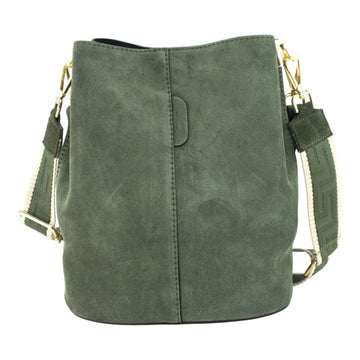 Bandolera Piel Pregato Secchio Peach Verde - KimondoShop