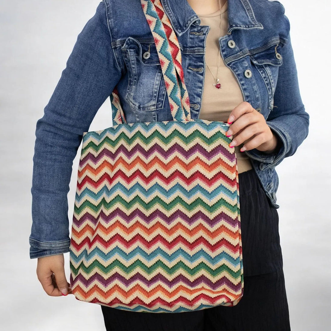 Bolsa tote pequeña La Matilda Print Zig Zag - KimondoShop