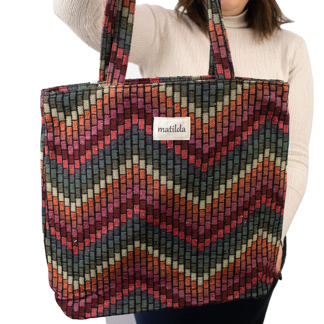 Bolsa tote pequeña La Matilda Print Zigzag grande - KimondoShop