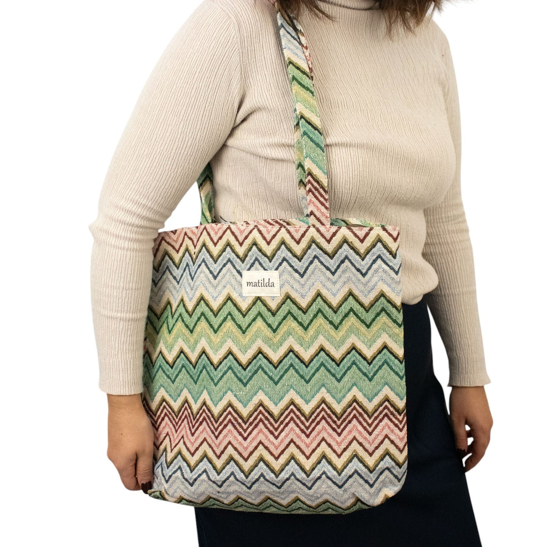 Bolsa tote pequeña La Matilda Print Zigzag pequeño - KimondoShop