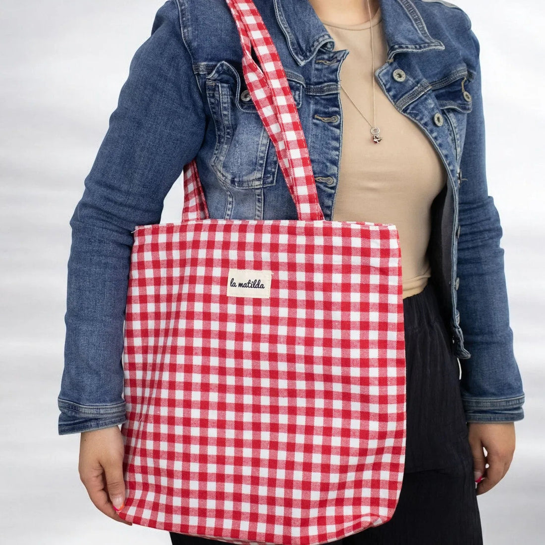 Bolsa tote pequeña La Matilda Vichy rojo - KimondoShop