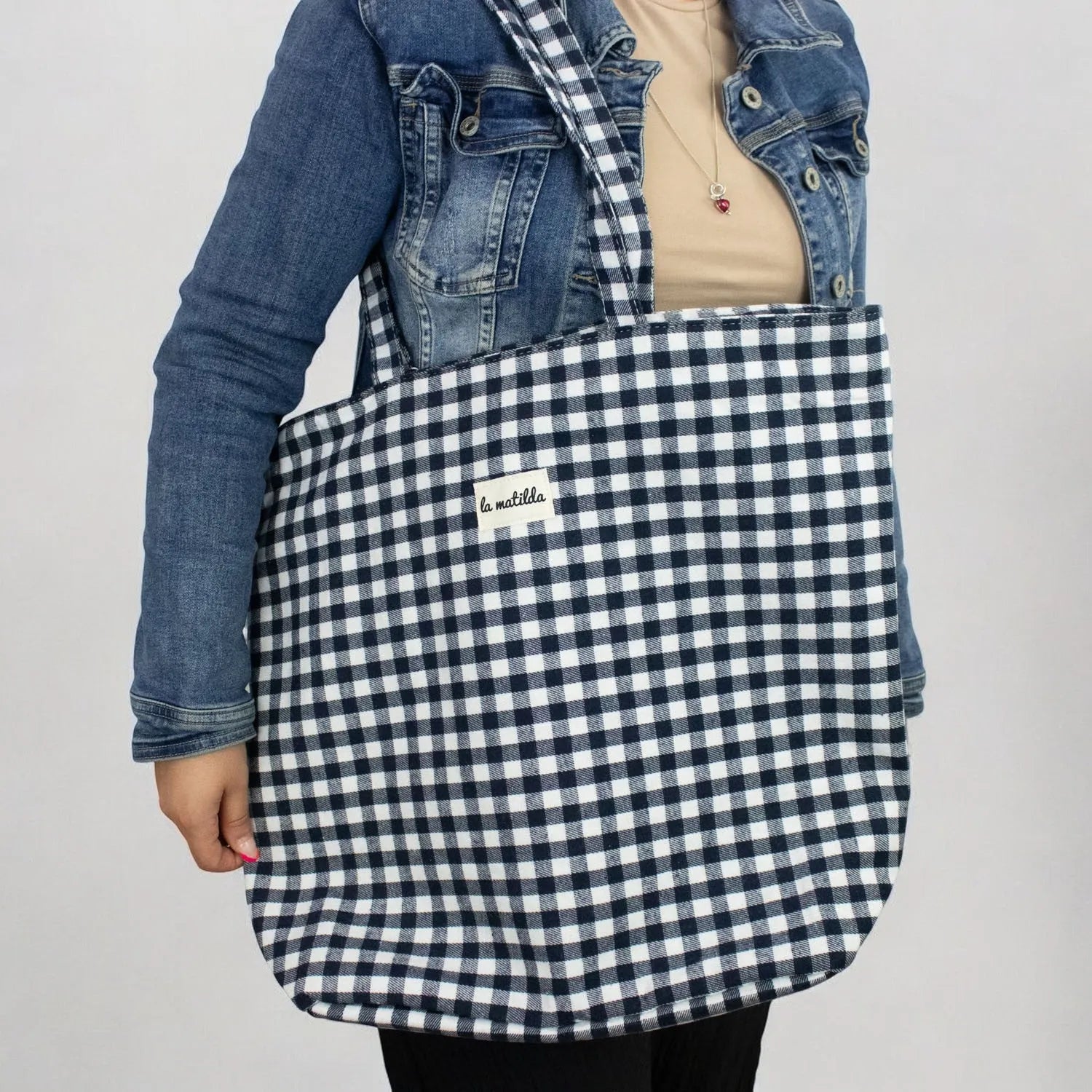 Bolsa totebag La Matilda Vichy Azul marino - KimondoShop