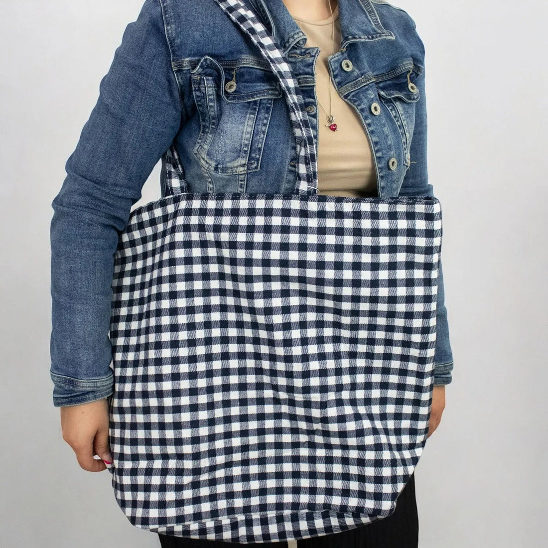 Bolsa totebag La Matilda Vichy Azul marino - KimondoShop