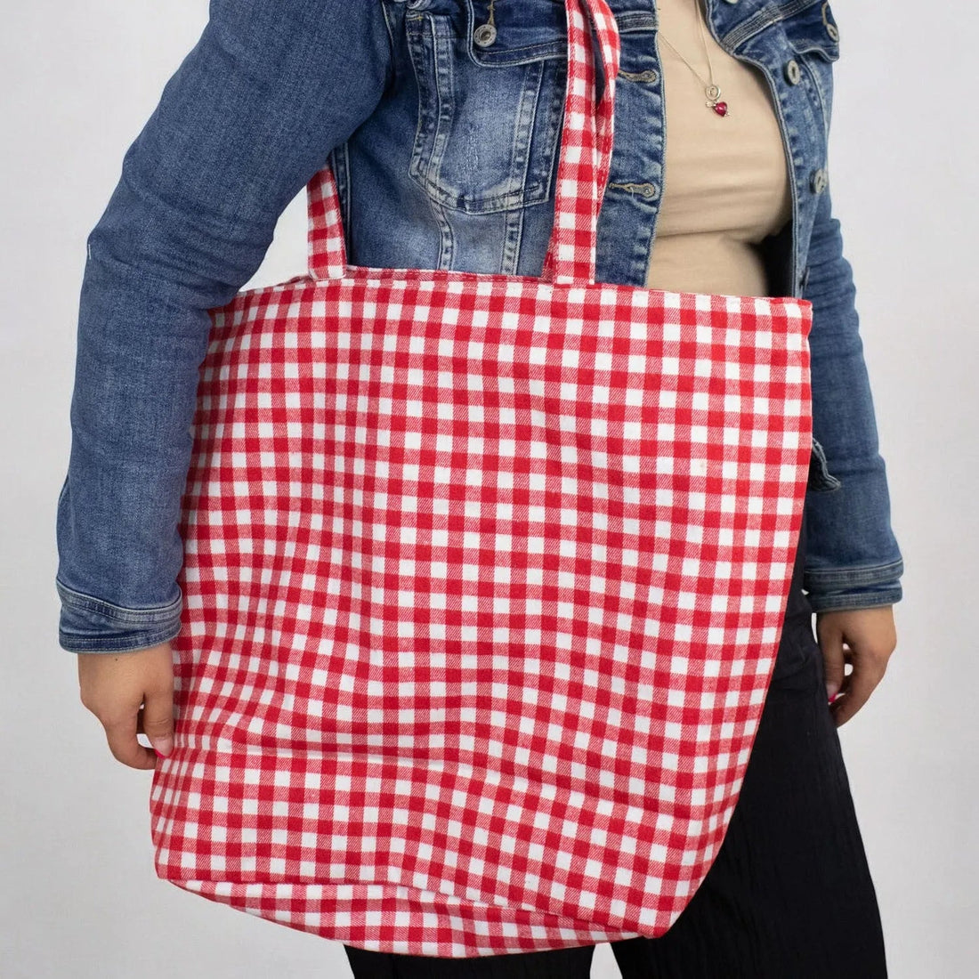 Bolsa totebag La Matilda Vichy rojo - KimondoShop