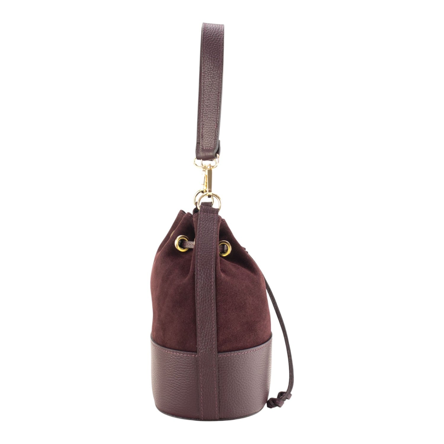 Bolso bombonera en Piel Pregato Ayra Ante Burdeos - KimondoShop