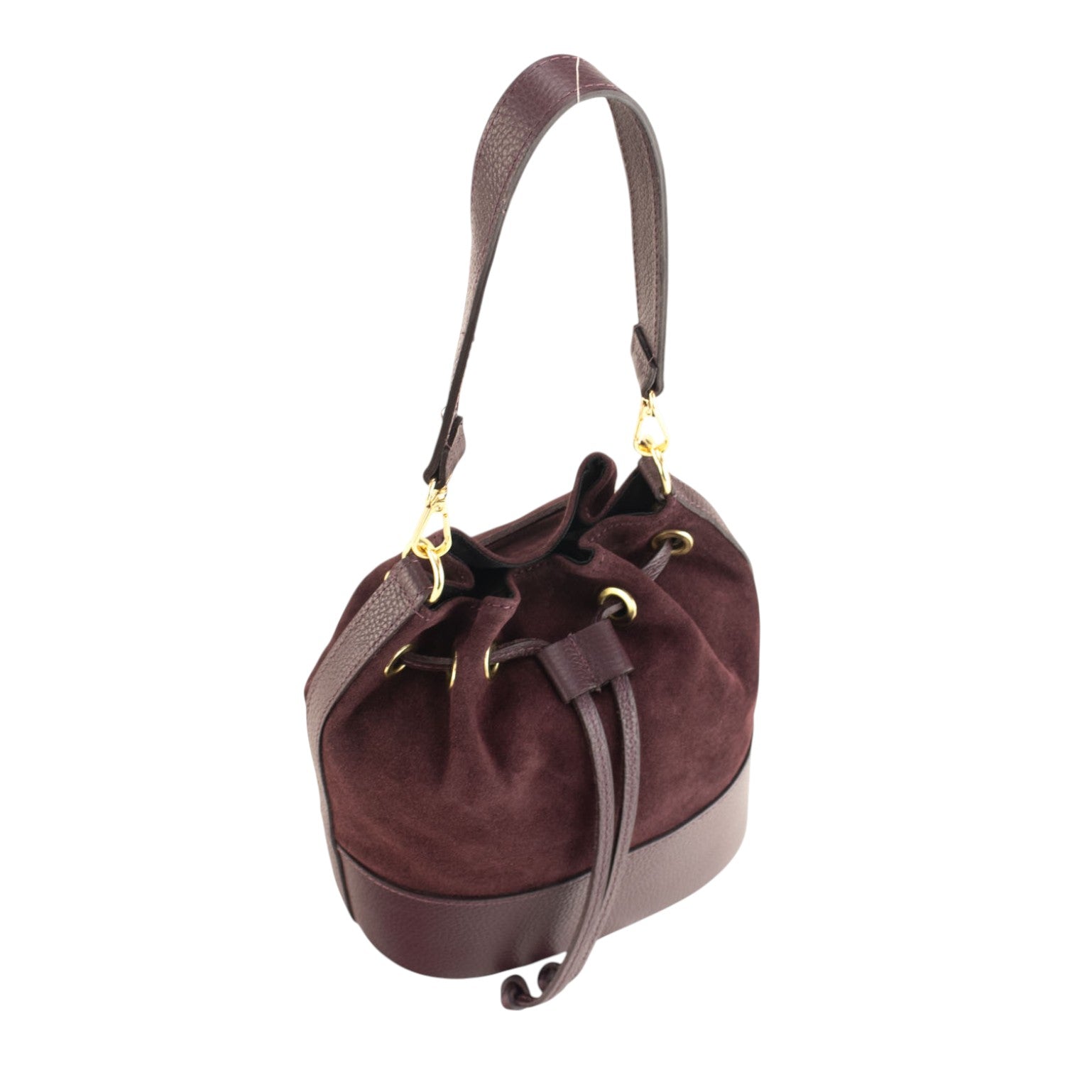 Bolso bombonera en Piel Pregato Ayra Ante Burdeos - KimondoShop