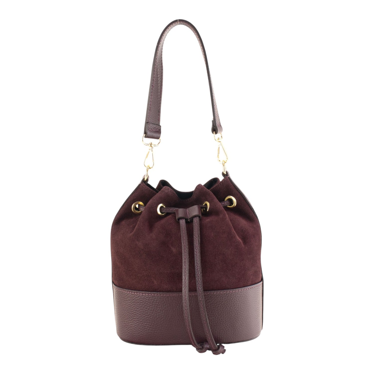 Bolso bombonera en Piel Pregato Ayra Ante Burdeos - KimondoShop